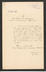 k.k. naturhistorisches Hofmuseum, Intendanzakten 1885-1896 (Hauer), Aktenzahl Z.619/1890, Seite 1